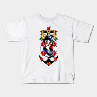 Sailor Girl Tattoo Design Kids T-Shirt